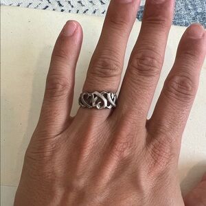 Tiffany & Co. Paloma Picasso Sterling Silver 925 Triple Heart Ring - Size 6